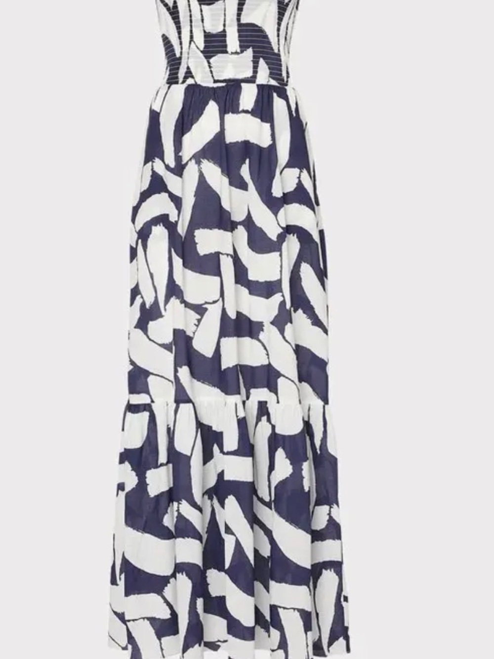 Milly Navy and White Abstract Print Maxi Dress